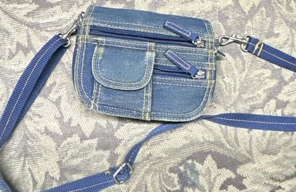 Vintage Y2K Denim Multi-Pocket Crossbody Bag with Internal Mirror